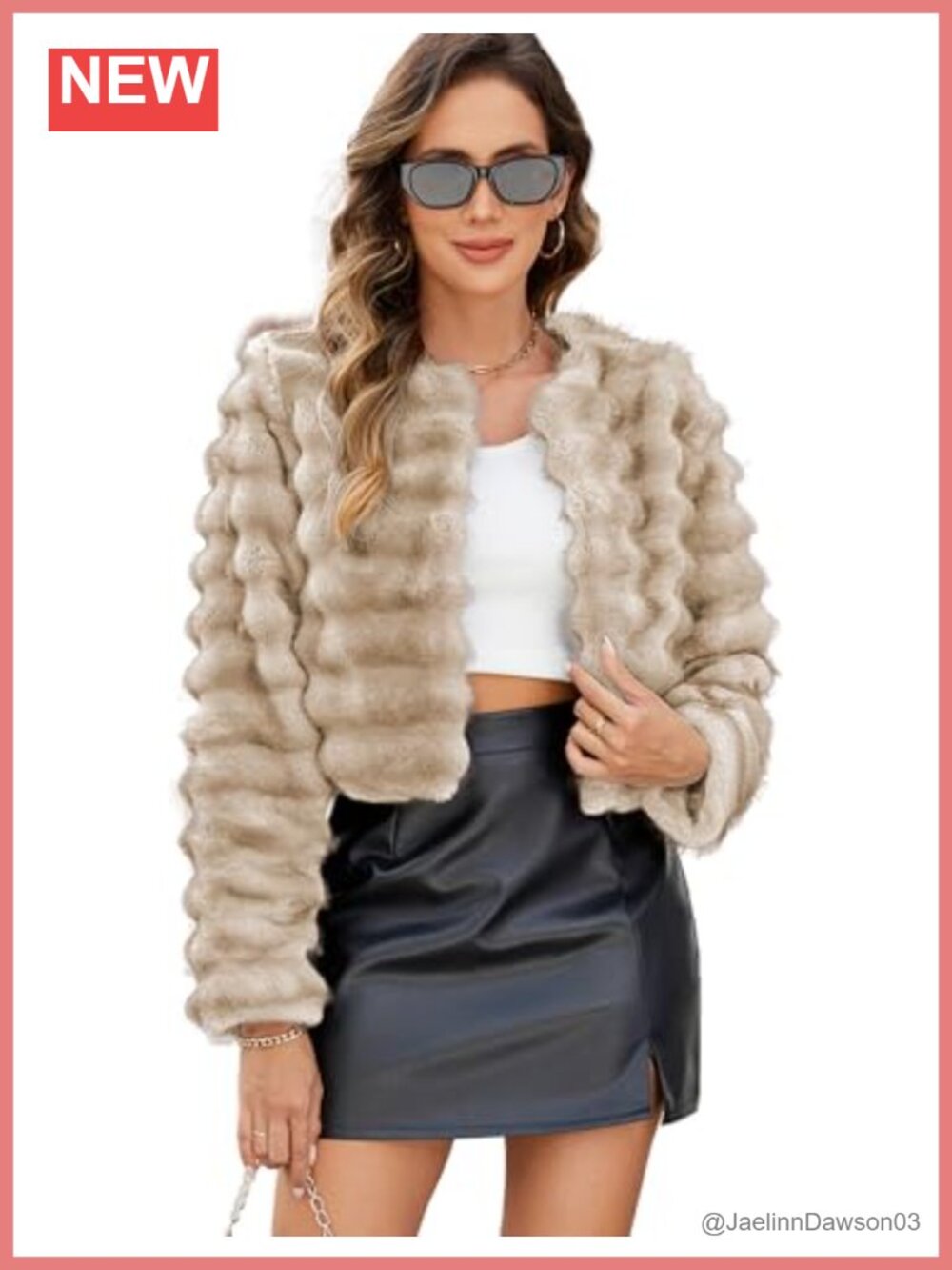 Faux Fur Cropped Coat Fuzzy Long Sleeve Winter Jacket